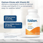 Bariatric Fusion Non Chewable Calcium Citrate with Vitamin D3 Tablet | Easy to Swallow 600 mg Calcium Supplement with Vitamin D to Increase Absorption* | 180 Tablets