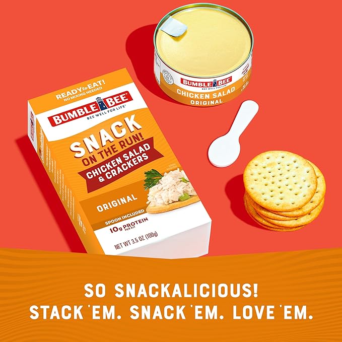 Bumble Bee Snack On The Run! Protein Snack Pack - Original Chicken Salad with Crackers - 10g Protein per Box - Ready to Eat Easy-Open Canned Chicken Salad (Pack of 1)