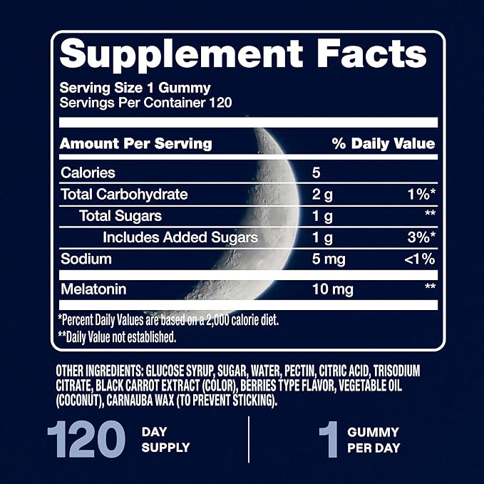 Cliganic Melatonin Gummies (10 mg, 120-Day Supply) - Adult Sleep Aid, Berry Flavor, Vegan, Non-GMO, Kosher, Gluten-Free Supplement, Helps Regulate Circadian Rhythm & Promotes Peaceful Nights