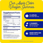 Enzymedica, Apple Cider Vinegar Gummies, Made with The Mother, 12 Organic, USA-Grown Apples per Bottle,1000 mcg Vitamin B12 per Serving, Natural Apple, 74 Count