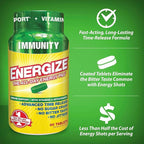 iSatori Energize Immunity Caffeine Pills - Keto Friendly Vitamin A, B12, C, D, & E Supplement + Fast Acting Energy Pill - Daily Immune Support, Super Greens, All Day Energy, No Jitters - 90 Tablets