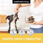 JustFoodForDogs Hip and Joint Supplement for Dogs, Human Grade Glucosamine Chondroitin Dog Supplements, Multivitamin Soft Chews, Omega 3 Oil, Superfood Blend, Plant Based Dog Vitamins - 45 Count