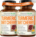 Turmeric Curcumin Supplement with 10:1 Tart Cherry Extract & Celery Seed Extract – Natural Uric Acid Balance, Joint Health, Sleep Aid – Turmeric Curcumin with Black Pepper –Tart Cherry Capsules 2 Pack