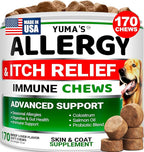 Dog Allergy Relief Chews - Dog Itching Skin Relief Treatment Pills - 170 Treats - Anti-Itch - Itchy and Paw Licking - Hot Spots - Omega 3 Fish Oil - Dry Skin & Coat Supplement - Beef Liver Flavor