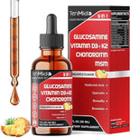 Glucosamine Chondroitin MSM Liquid Drops - 9in1 with Vitamin D3, Vitamin K2, Hyaluronic Acid, Quercetin, Boswellia, and Bromelain - Vegan, Non-GMO - 30ml 1 Fl Oz