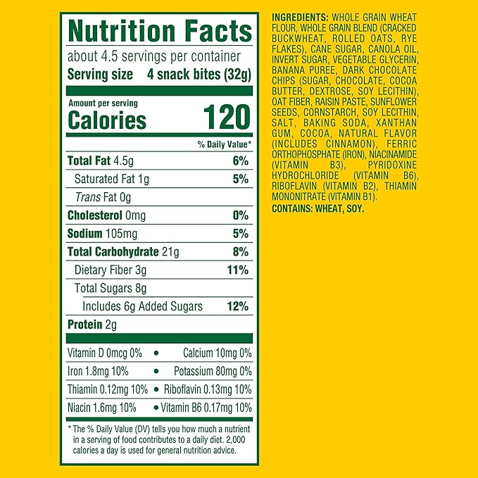 belVita Energy Snack Bites, Banana, Dark Chocolate and Sunflower Seed, 5 oz