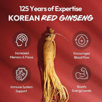 Korean Red Ginseng Extract Capsule Plus - All-in-One Vegan Supplements - Energy Boost & Immune Support, Caffeine Free & Non-GMO (600mg, 30 Capsules)