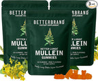 Betterbrand Mullein Chewable Gummies for Lung Cleanse and Detox, Respiratory Health Supplement, 1000mg Mullein Extract per Serving, 180 Gummies - 90 Day Supply - Pear Flavored