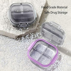 Travel Pill Organizer - Airtight Medicine Case for Traveling Portable Pharmacy Box with Labels Vitamin Container 7 Compartment Supplement Medication Holder Large Capacity Daily (Purple)