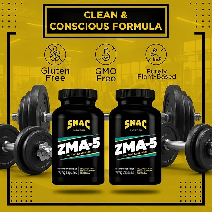 SNAC ZMA-5 Mineral Supplement - Supports Muscle Function, Restful Sleep, Immune Health & Relaxation with Zinc, Vitamin B6, Magnesium & 5-HTP for Sleep, Anxiety, Calmness - 180 Veggie Capsules (2 Pack)