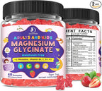 Magnesium Glycinate Gummies for Kids 4+ & Adults- Melatonin Free Sleep Aid, Magnesium Glycinate 150/300 mg Supplements for Calm & Relaxation Support, Sugar Free Strawberry Flavor, 120 Ct