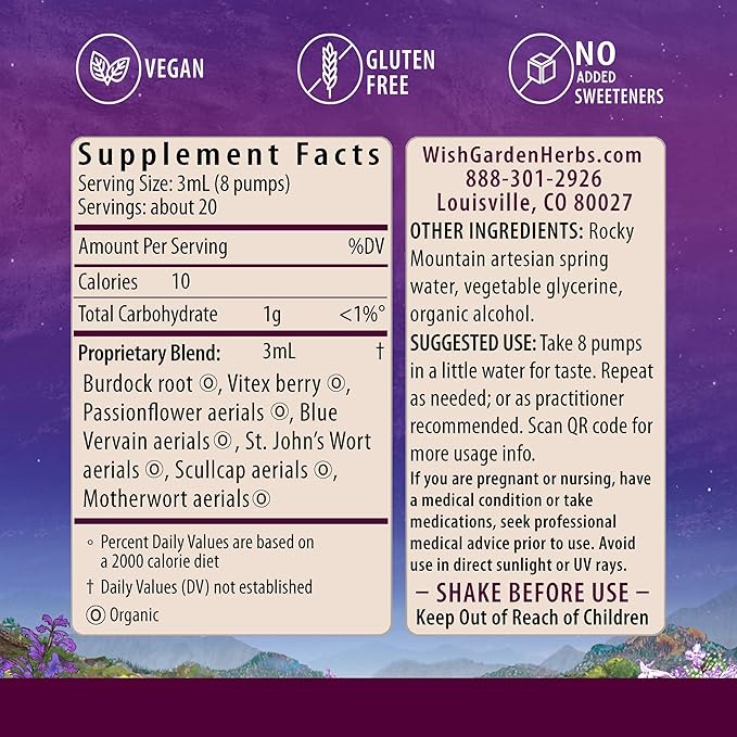 WishGarden Herbs PMS Emotional for Women - Herbal PMS Support Supplement for Women with Vitex Berry & Blue Vervain, PMS Mood Swing Relief & PMDD Relief Supplement, Emotional Support During PMS, 4oz