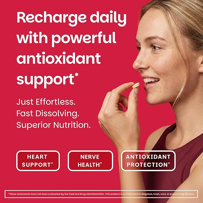 EZ Melts Coq10 - Antioxidant Supplement for Heart, Immune & Energy Support - No Artificial Flavors - Non-GMO & Vegan - Tangy Orange - 60 Dissolvable Tablets (60 Servings)