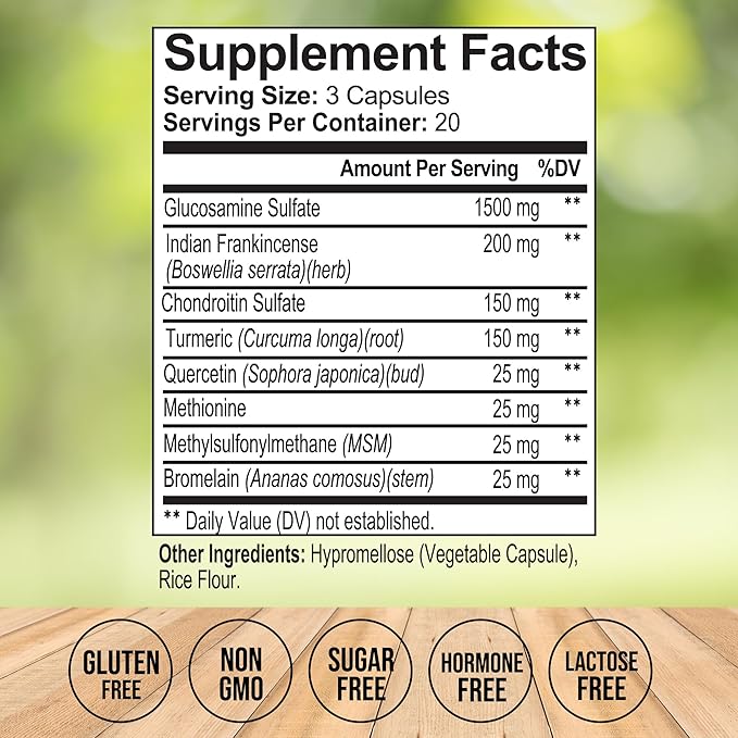 Joint Supplements for Women & Men– Advanced Joint Support Complex with Glucosamine, Chondroitin, MSM & Turmeric – Support for Cartilage, Mobility and Flexibility – 60 Capsules