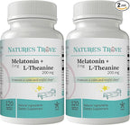 Nature's Trove Melatonin 3mg + L Theanine 200mg – Calm and Relaxation – 120 Kosher Vegetarian Capsules (Pack of 2)