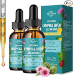 2 Pack Liposomal Lymphatic Drainage Drops, Liver Cleanse Detox & Repair Liquid Supplement with Milk Thistle, Dandelion, Burdock Root - Lymph & Liver Detox, Antioxidant, Natural Flavor 4 Fl Oz