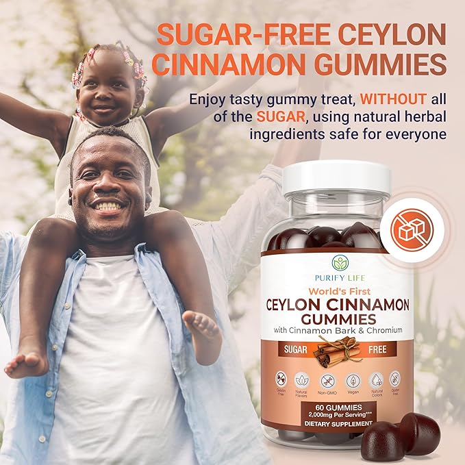 Sugar-Free Ceylon Cinnamon Gummies (2,000mg/Serving) – Vegan, Gluten-Free Herbal Supplement – Replace Cinnamon Capsules, Pills & Powders – 60 Chews