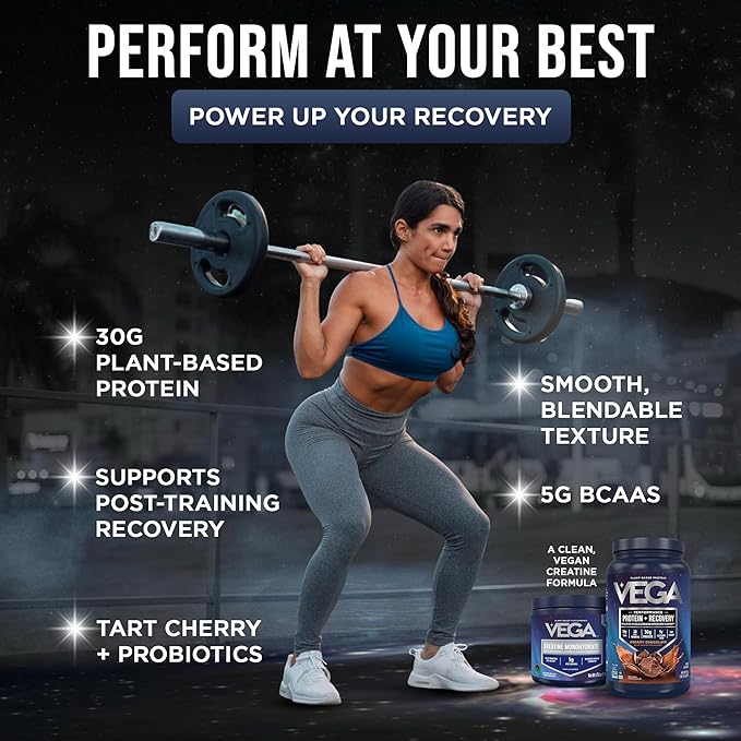 Vega Creatine Monohydrate Powder 17.6oz (100 Servings) Sport Protein & Recovery Chocolate Protein Powder 1.8lbs - Plant-Based Protein and Muscle Support