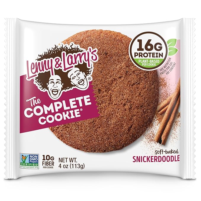 Lenny & Larry's Complete Protein Cookie, [Snickerdoodle], Chewy Soft Baked, 16g Plant Protein, Vegan, Non-GMO, High Fiber, 4 Ounce Cookie (Pack of 12)