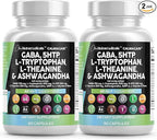 Clean Nutraceuticals GABA 750mg 5 HTP 200mg L Tryptophan 500mg L Theanine 200mg Ashwagandha SAM-e L-Glycine - Mood Support Vitamins for Women and Men with L-Tyrosine (90 Count (Pack of 2))