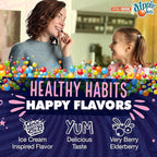 Dippin' Dots - Sambucus Elderberry + Vitamin C + Zinc Immune Support Gummies - Black Elderberry Gummies for Adults & Kids, Gelatin Free Gluten Free Immune Support Supplement for Women & Men (60 Count)