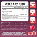 Potassium Citrate Gummies - 1200mg Chewable Potassium Supplement for Men & Women - Supports Leg Cramps & Muscle Health - Vegan, Gluten Free, Sugar Free - Raspberry Flavor (60 Count)