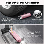 Zannaki Metal Travel Pill Organizer, Portable Waterproof Weekly Pill Box, Large Aluminum Alloy Container, BPA Free 7 Day Daily Medicine Organizer Holder for Vitamin, Fish Oil, Supplement