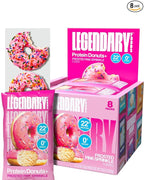 Legendary Foods Protein Donuts - 22g Protein, Pink Sprinkle, Zero Sugar Snack, Gluten Conscious, Low Carb, Keto Suitable, Diabetic and GLP-1 Diets - 8 Pack with Two Donuts per pack