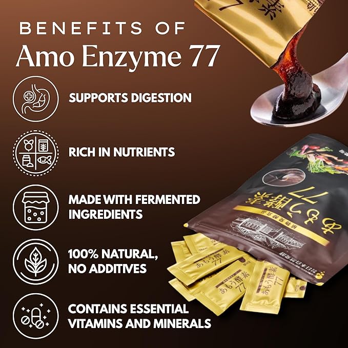 Amo Koso (Enzyme) – Japanese Fermented Enzyme Paste with 77 Domestic Ingredients & 20+ Fermentation Cultures, Rich in Probiotics and Prebiotic | Made in Japan | Perfect for Daily Use (30 Days), Individual Packets | Aki Foods Japan