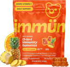 Grüns Immun Immunity Gummies with Vitamin C, Zinc, MCT Oil, & Turmeric - Daily Immune Support Supplement for Adults - Sour Pineapple Flavor (28 Count)