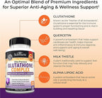 BioSchwartz Glutathione Supplement 500mg - Liver Detox with Quercetin, Vitamin C, Milk Thistle, Alpha Lipoic Acid - Immune Support Pill - Enhanced Immunity Defense Health Formula - 60 Capsules