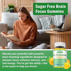 L-Tyrosine Gummies for Adults and Kids - L-Tyrosine Supplement Focus Gummies for Brain, Mood, Energy Support, Vegan & Gluten-Free, Mango Flavor, 60 Count