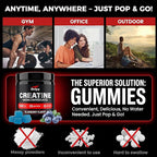 Creatine Monohydrate Gummies 5000mg for Women & Men, NSF Certified, Sugar Free, Vegan, 120 Count, Pre Workout Muscle Strength & Recovery Supplement