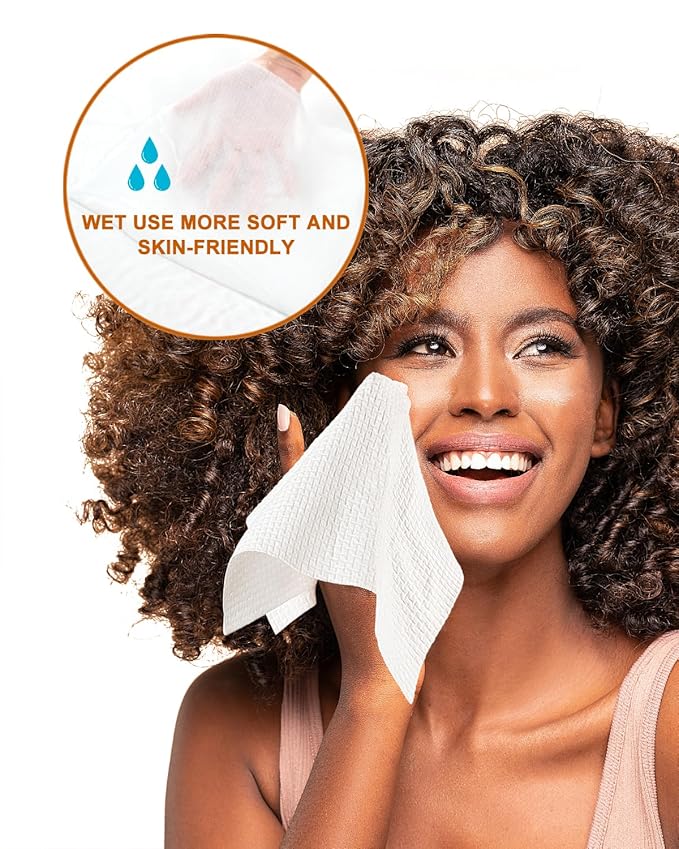 LUXU Large Disposable Face Towel with Super Absorbent,Extra Thick Soft Facial Towels Plant Fiber Facial Washcloth Biodegradable Dry Wipes for Sensitive Skin,Cruelty Free-150 Count