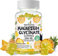 Magnesium Glycinate Gummies 2500mg - Sugar Free Magnesium Potassium Supplement with Vitamin D, B6, CoQ10 for Calm Mood & Sleep Support - 90 Pineapple Gummies