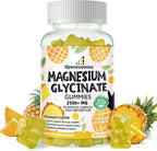 Magnesium Glycinate Gummies 2500mg - Sugar Free Magnesium Potassium Supplement with Vitamin D, B6, CoQ10 for Calm Mood & Sleep Support - 90 Pineapple Gummies