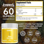 Droppels Zinc Citrate Gummies 11mg – Immune Support & Skin Health Supplement | Vegan, Plant-Based, Gluten Free, Gelatin Free, Non-GMO | Tropical Pineapple Chewable Zinc for Adults, 60 Count