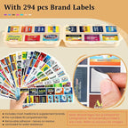 Travel Pill Organizer with Bulk Stickers & Labels - Small & Portable Week Daily Medicine Pharmacy for Pocket, Bag - 14-Compartment Foldable Supplement Box Holder for Fish Oil Vitamin - Khaki