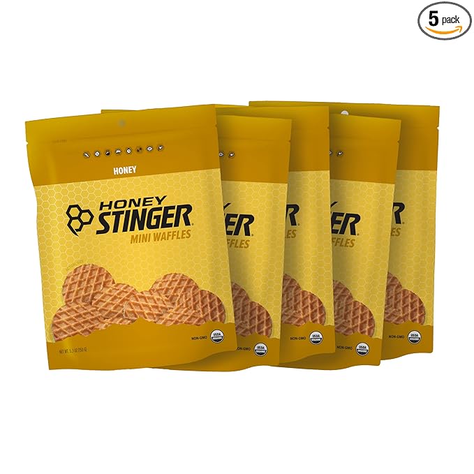 Honey Stinger Organic Mini Honey Waffles, Energy Stroopwafel for Exercise, Endurance and Performance, Sports Nutrition for Home & Gym, Pre and Post Workout, 5 Bags, 26.5 Ounces