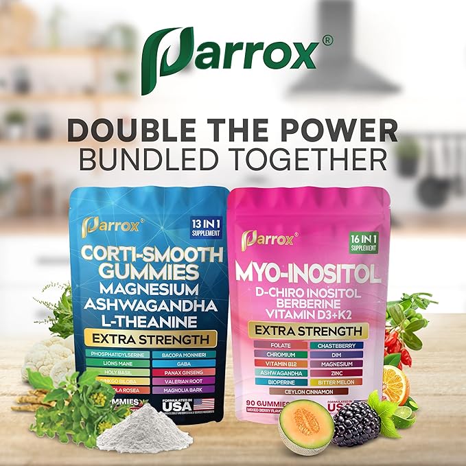 Soothe & Smooth Bundle Gummies - Cortisol & Myo-Inositol Supplement with D-Chiro Inositol, Berberine, Magenesium, Ashwagandha, L-Theanine, Vitamins D3+K2 & B12, Folate, Zinc Lion's Mane (150 Gummies)