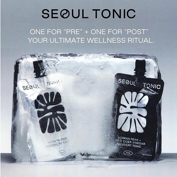 Seoul Tonic Patented "Post Party" Korean Pear and Apple Cider Vinegar Natural Tonic with Ginseng Patented Formula for Easier Morning with Potassium DHM 100ML Pack of 12