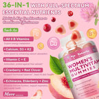 Totaria Sugar Free Multivitamin Gummies for Women 14+ w/Iron, Inositol, Folate, Biotin, Womens Daily Multivitamin Gummy w/Vitamin A, C, B, D3, K2, for Hair, Skin, Energy, Immune, Peach Flavor