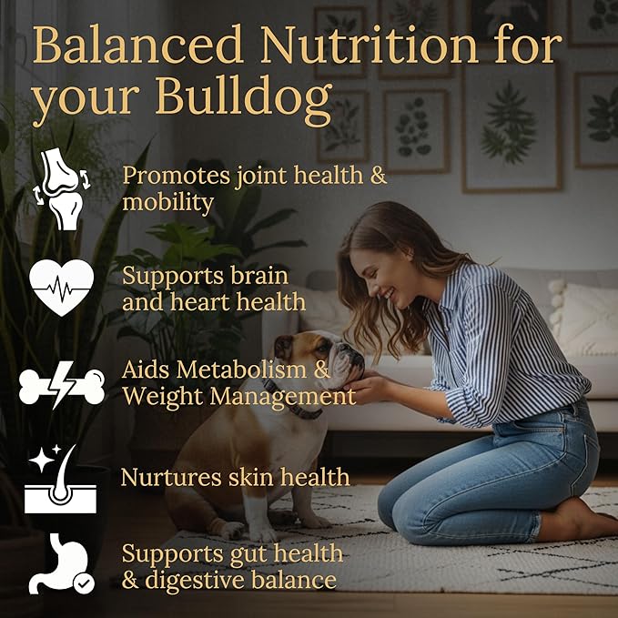 Multivitamins, Balanced Nutrition for Your Bulldog, 90 Count, Made in the USA with Real Bacon