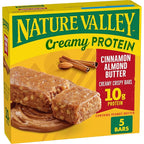 Nature Valley Creamy Protein Bars, Cinnamon Almond Butter, 10g Protein Snacks, 5 Bars, 7.45 oz
