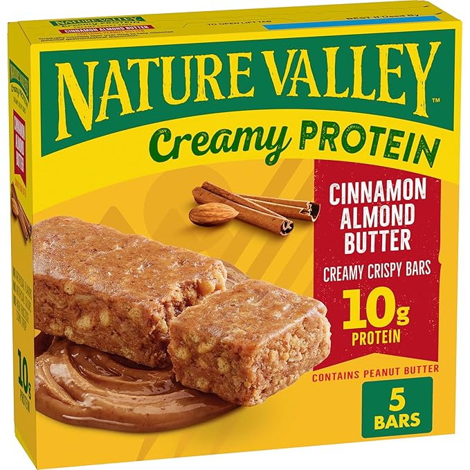 Nature Valley Creamy Protein Bars, Cinnamon Almond Butter, 10g Protein Snacks, 5 Bars, 7.45 oz