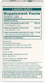 Himalaya Organic Ashwagandha Root, 30 Day Supply - Herbal Adrenal Support Supplements for Stress Relief and Energy Support - USDA Organic, Non-GMO, Vegan, Gluten Free, No Additives, 670 mg, 30 Caplets