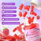 Potassium Gummies for Women & Men, High Dose 2000mg Potassium Chloride Supplement Gummies for Leg Cramps & Electrolyte Balance, Vegan/Sugar-Free/Gluten Free, Raspberry Flavor 60 Count