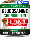 Glucosamine for Dogs w/Chondroitin - Hip & Joint Supplement for Dogs w/Omega-3 Fish Oil - Chondroitin MSM - Advanced Mobility Chews - Joint Pain Relief - Hip & Joint Care - Made in USA (180Ct)