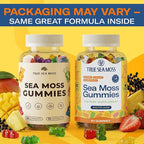 TrueSeaMoss Irish Sea Moss Gummies with Burdock Root & Bladderwrack – Formula for Adults & Kids – 60 Gummies (Packaging May Vary)