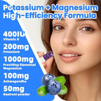 Potassium Magnesium Gummies,Potassium Supplement w/Ashwagandha,High Absorption Magnesium Glycinate,B6,D3,Potassium Citrate for Leg Cramps,Muscle,Electroyte for Adults Kids,Sugar-Free, 60 Gummies